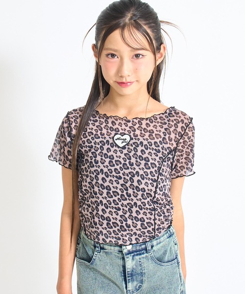 レオパード柄 シアー トップス × キャミソール SET【キッズお