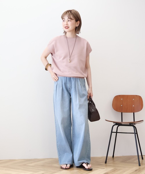 AMERICAN HOLIC(アメリカンホリック)の「接触冷感ラメフレンチスリーブニットプルオーバー(ニット/セーター・レディース・ベージュ/ブラウン/グレー/ピンク/ネイビー・L/M)」の10枚目の写真