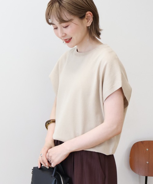 AMERICAN HOLIC(アメリカンホリック)の「接触冷感ラメフレンチスリーブニットプルオーバー(ニット/セーター・レディース・ベージュ/ブラウン/グレー/ピンク/ネイビー・L/M)」の18枚目の写真
