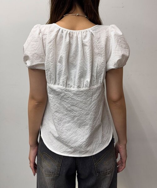 CIAOPANIC（チャオパニック）の「【neutral】パフスリーブリボンブラウス（シャツ/ブラウス・レディース・ネイビー/ピンク/ホワイト・FREE）」の11枚目の写真