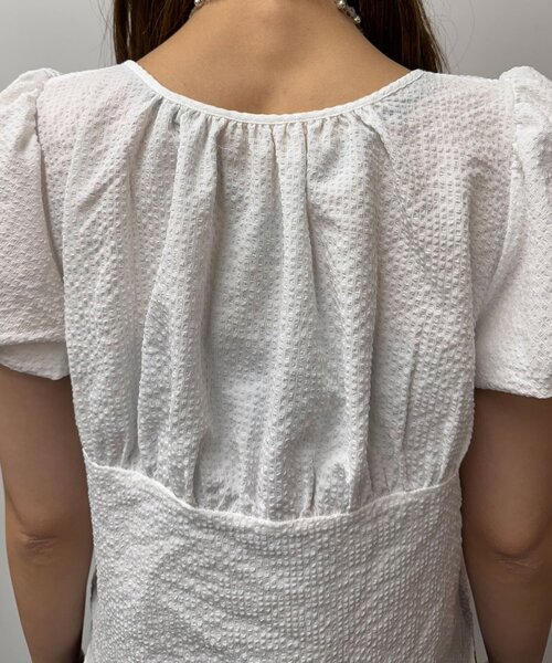 CIAOPANIC（チャオパニック）の「【neutral】パフスリーブリボンブラウス（シャツ/ブラウス・レディース・ネイビー/ピンク/ホワイト・FREE）」の14枚目の写真