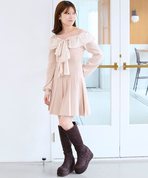 MAJESTIC LEGON（マジェスティックレゴン）の「バックリボン厚底ロングブーツ（ブーツ・レディース・ブラウン系その他2/ブラック系その他・SMALL/MEDIUM/LARGE/X-LARGE）」の3枚目の写真