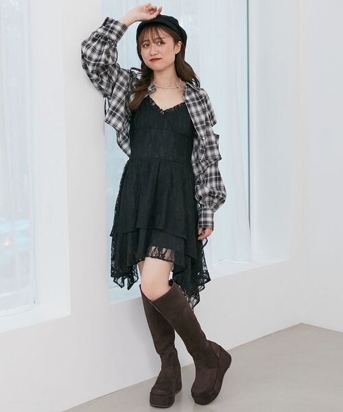 MAJESTIC LEGON（マジェスティックレゴン）の「バックリボン厚底ロングブーツ（ブーツ・レディース・ブラウン系その他2/ブラック系その他・SMALL/MEDIUM/LARGE/X-LARGE）」の5枚目の写真