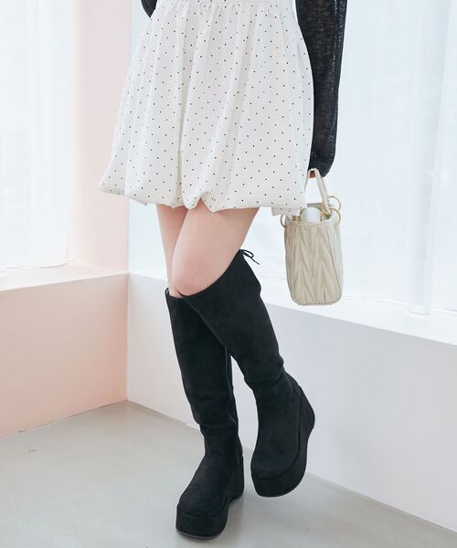 MAJESTIC LEGON（マジェスティックレゴン）の「バックリボン厚底ロングブーツ（ブーツ・レディース・ブラウン系その他2/ブラック系その他・SMALL/MEDIUM/LARGE/X-LARGE）」の13枚目の写真