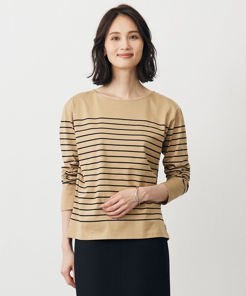 J.PRESS（ジェイプレス）の「バスクボーダー カットソー（Tシャツ/カットソー・レディース・ライトグレー系1/パープル系1/黄土色系1・T15/T13）」の2枚目の写真