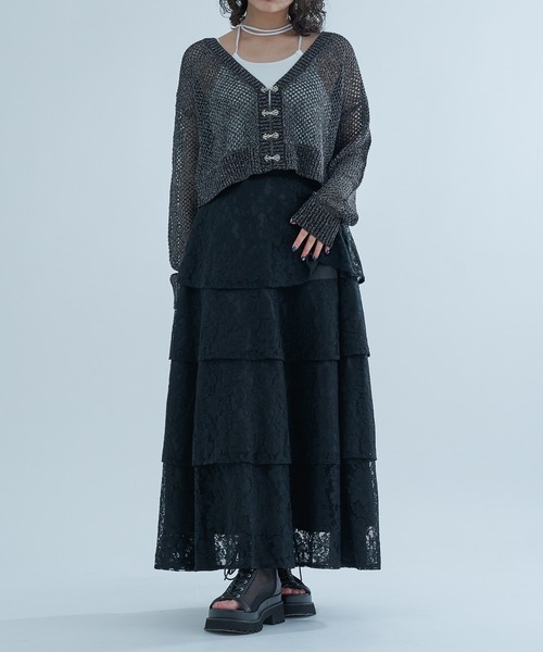 Ellno de Mavie（エルノデメヴィ）の「チャイナメタルボタンメッシュカーディガン（カーディガン/ボレロ・レディース・パープル/ブラック/ブラック系その他/ブルー/ブルー系/ブラック系・FREE）」の14枚目の写真