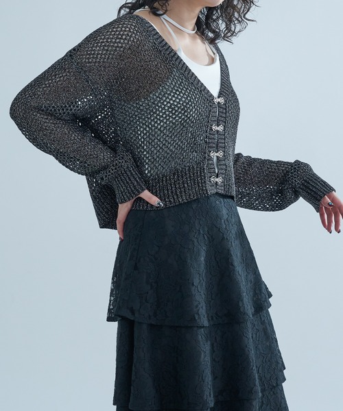 Ellno de Mavie（エルノデメヴィ）の「チャイナメタルボタンメッシュカーディガン（カーディガン/ボレロ・レディース・パープル/ブラック/ブラック系その他/ブルー/ブルー系/ブラック系・FREE）」の12枚目の写真