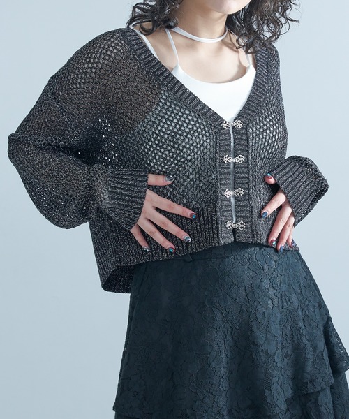 Ellno de Mavie（エルノデメヴィ）の「チャイナメタルボタンメッシュカーディガン（カーディガン/ボレロ・レディース・パープル/ブラック/ブラック系その他/ブルー/ブルー系/ブラック系・FREE）」の11枚目の写真