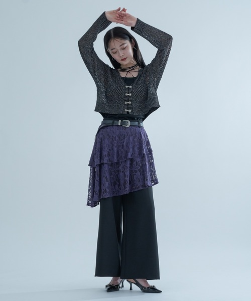 Ellno de Mavie（エルノデメヴィ）の「チャイナメタルボタンメッシュカーディガン（カーディガン/ボレロ・レディース・パープル/ブラック/ブラック系その他/ブルー/ブルー系/ブラック系・FREE）」の7枚目の写真