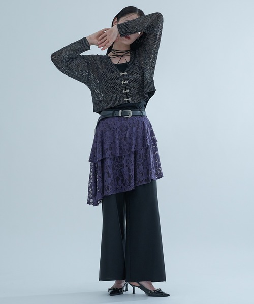 Ellno de Mavie（エルノデメヴィ）の「チャイナメタルボタンメッシュカーディガン（カーディガン/ボレロ・レディース・パープル/ブラック/ブラック系その他/ブルー/ブルー系/ブラック系・FREE）」の8枚目の写真