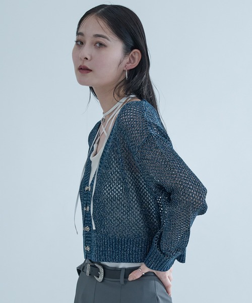 Ellno de Mavie（エルノデメヴィ）の「チャイナメタルボタンメッシュカーディガン（カーディガン/ボレロ・レディース・パープル/ブラック/ブラック系その他/ブルー/ブルー系/ブラック系・FREE）」の18枚目の写真