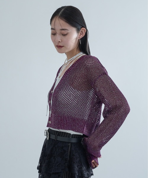 セール】チャイナメタルボタンメッシュカーディガン（カーディガン