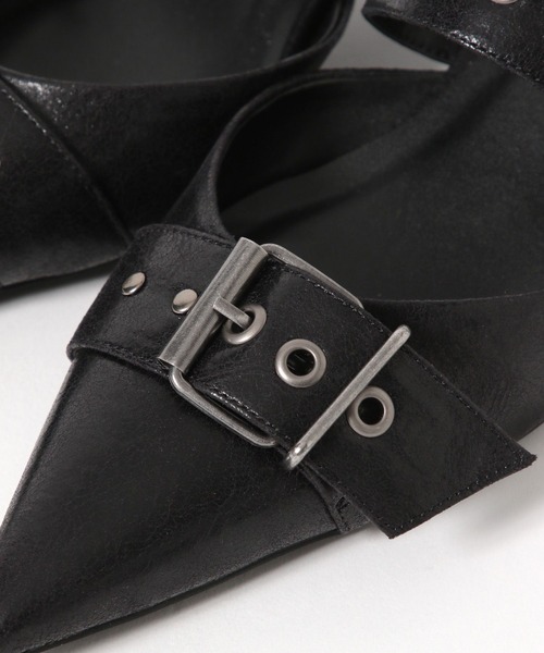 JEANASIS（ジーナシス）の「アイレットスタッズミュール/576806（パンプス・レディース・ブラック/グレー系その他・MEDIUM/LARGE）」の4枚目の写真