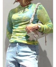 ウォーターカラープリントドレープニット
