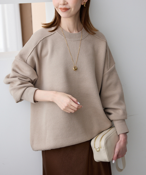 SLOBE IENA 別注 ニット ベージュ 定価16,280円（最終値下げ！） セール】《WEB限定/追加》オーバーサイズ スウェットライクニット