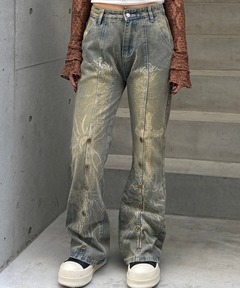 パンツ wrst Flare denim layered pants XU】layered flare pants / 【エックスユー】レイヤードフレア