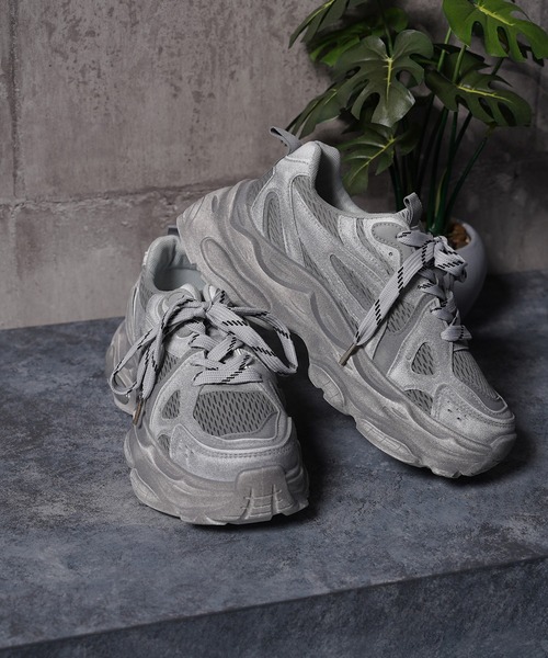 1111clothing(ワンフォークロージング)の「DIRTY加工 ダットスニーカー / DIRTY-Processed Dat Sneakers(スニーカー・メンズ・ブラック系/グレー系/ホワイト系・25cm/25.5cm/26cm/26.5cm/27cm)」の11枚目の写真