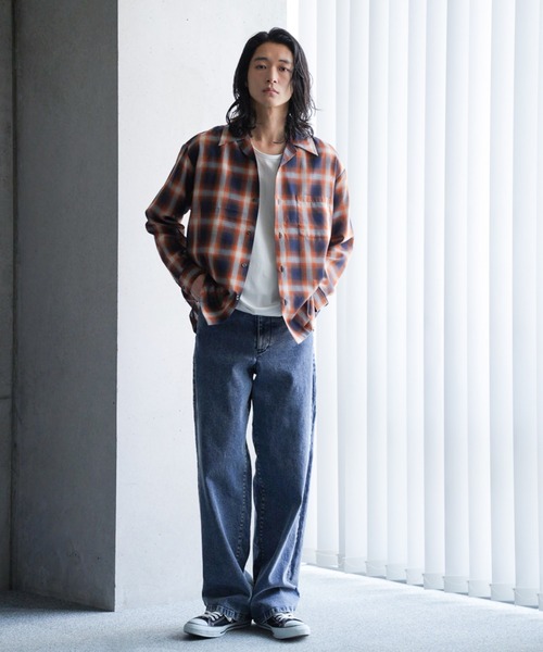 RATTLE TRAP（ラトルトラップ）の「オープンカラー ルーズシルエット オンブレチェックシャツ（シャツ/ブラウス・メンズ・ネイビー/ブラック系その他・M/L）」の3枚目の写真