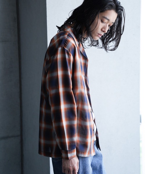 RATTLE TRAP（ラトルトラップ）の「オープンカラー ルーズシルエット オンブレチェックシャツ（シャツ/ブラウス・メンズ・ネイビー/ブラック系その他・M/L）」の7枚目の写真