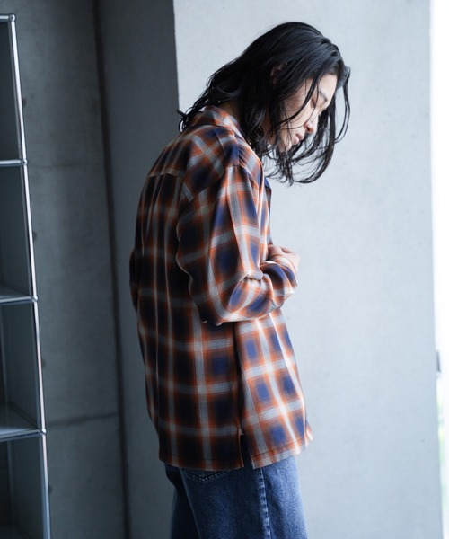 RATTLE TRAP（ラトルトラップ）の「オープンカラー ルーズシルエット オンブレチェックシャツ（シャツ/ブラウス・メンズ・ネイビー/ブラック系その他・M/L）」の8枚目の写真
