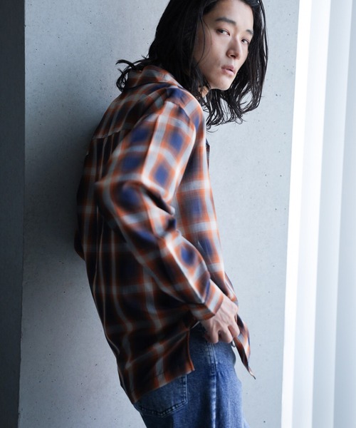 RATTLE TRAP（ラトルトラップ）の「オープンカラー ルーズシルエット オンブレチェックシャツ（シャツ/ブラウス・メンズ・ネイビー/ブラック系その他・M/L）」の9枚目の写真