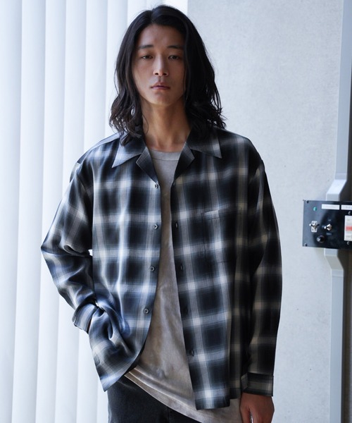 RATTLE TRAP（ラトルトラップ）の「オープンカラー ルーズシルエット オンブレチェックシャツ（シャツ/ブラウス・メンズ・ネイビー/ブラック系その他・M/L）」の12枚目の写真