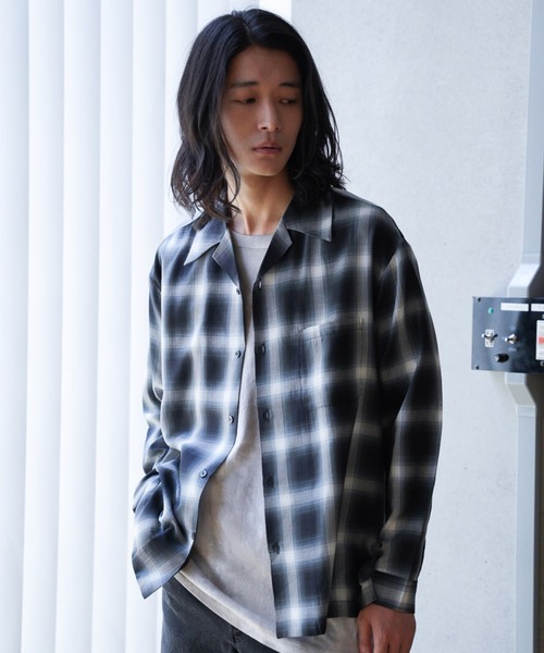 RATTLE TRAP（ラトルトラップ）の「オープンカラー ルーズシルエット オンブレチェックシャツ（シャツ/ブラウス・メンズ・ネイビー/ブラック系その他・M/L）」の13枚目の写真