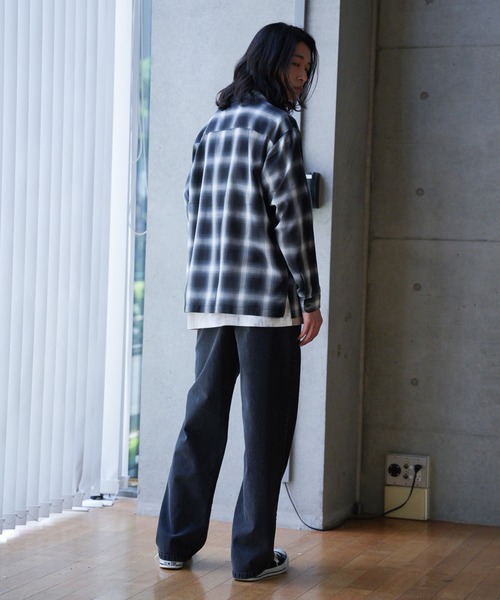 RATTLE TRAP（ラトルトラップ）の「オープンカラー ルーズシルエット オンブレチェックシャツ（シャツ/ブラウス・メンズ・ネイビー/ブラック系その他・M/L）」の6枚目の写真