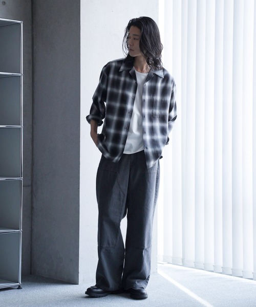 RATTLE TRAP（ラトルトラップ）の「オープンカラー ルーズシルエット オンブレチェックシャツ（シャツ/ブラウス・メンズ・ネイビー/ブラック系その他・M/L）」の17枚目の写真
