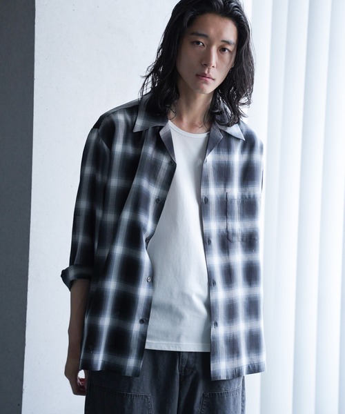RATTLE TRAP（ラトルトラップ）の「オープンカラー ルーズシルエット オンブレチェックシャツ（シャツ/ブラウス・メンズ・ネイビー/ブラック系その他・M/L）」の15枚目の写真