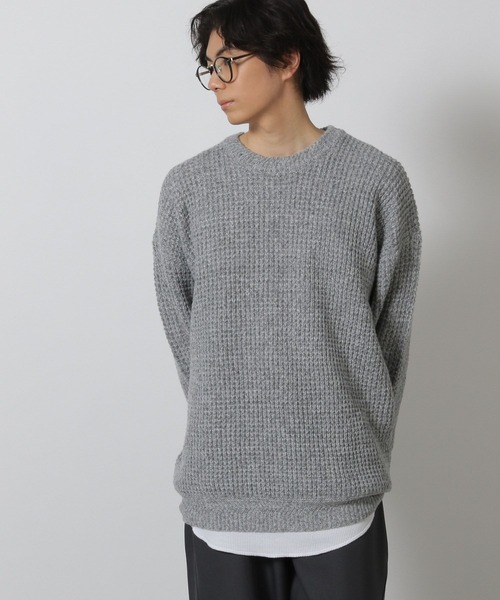 LAKOLE(ラコレ)の「ワッフルニットプルオーバー / 576257(ニット/セーター・メンズ・ブラック/グレー/ブルー/ベージュ・MEDIUM/LARGE)」の3枚目の写真