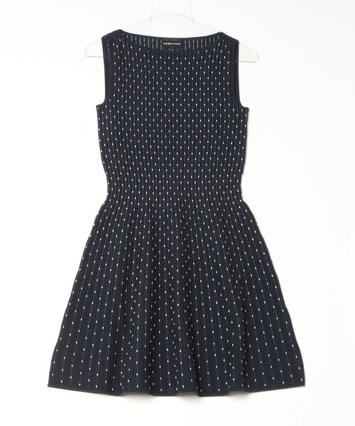 EMPORIO ARMANI（エンポリオアルマーニ）の「【エンポリオ アルマーニ】ショートワンピース ビスコース プレーンニット ポルカドットジャカード（ワンピース・レディース・ネイビー・36/38/40/42）」の2枚目の写真