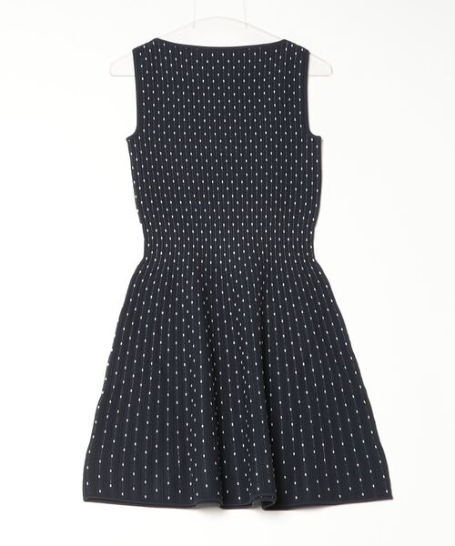 EMPORIO ARMANI（エンポリオアルマーニ）の「【エンポリオ アルマーニ】ショートワンピース ビスコース プレーンニット ポルカドットジャカード（ワンピース・レディース・ネイビー・36/38/40/42）」の3枚目の写真