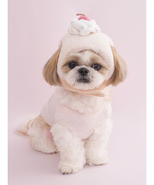 gelato pique（ジェラートピケ）の「【CAT&DOG】【Birthday】カップケーキハット（ペットウェア・レディース・クリーム・S-M/L）」の2枚目の写真