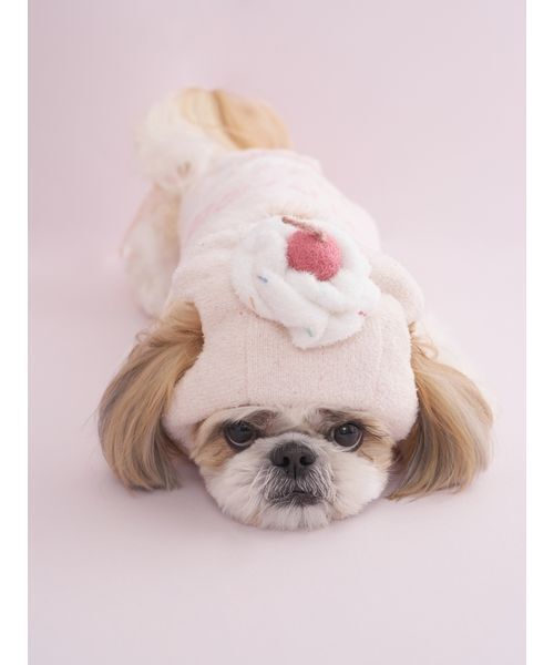 gelato pique（ジェラートピケ）の「【CAT&DOG】【Birthday】カップケーキハット（ペットウェア・レディース・クリーム・S-M/L）」の3枚目の写真