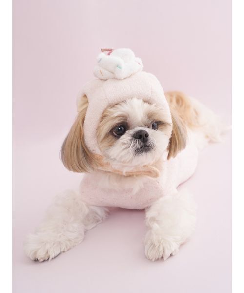 gelato pique（ジェラートピケ）の「【CAT&DOG】【Birthday】カップケーキハット（ペットウェア・レディース・クリーム・S-M/L）」の4枚目の写真