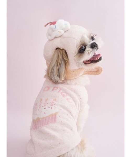 gelato pique（ジェラートピケ）の「【CAT&DOG】【Birthday】カップケーキハット（ペットウェア・レディース・クリーム・S-M/L）」の7枚目の写真