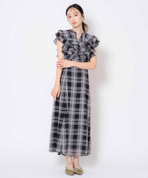 NOELA（ノエラ）の「チェックフリルワンピース（ワンピース・レディース・ブラック/オフホワイト・M/S）」の7枚目の写真