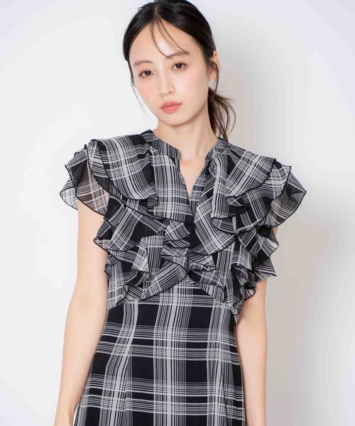 NOELA（ノエラ）の「チェックフリルワンピース（ワンピース・レディース・ブラック/オフホワイト・M/S）」の9枚目の写真