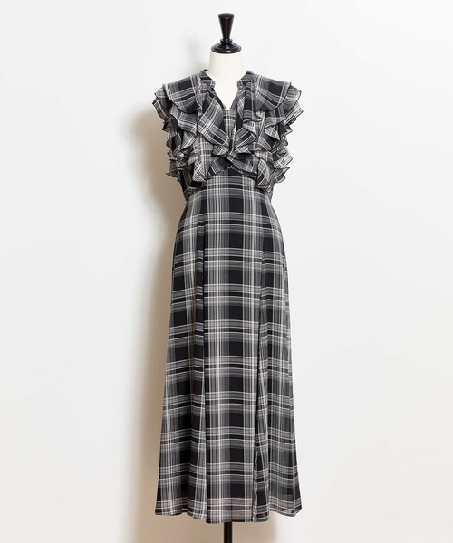 NOELA（ノエラ）の「チェックフリルワンピース（ワンピース・レディース・ブラック/オフホワイト・M/S）」の10枚目の写真