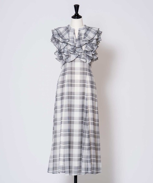 NOELA（ノエラ）の「チェックフリルワンピース（ワンピース・レディース・ブラック/オフホワイト・M/S）」の6枚目の写真