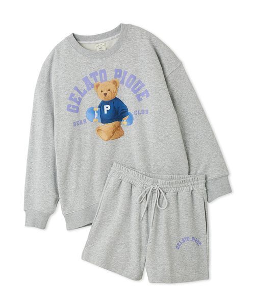 gelato pique（ジェラートピケ）の「【ONLINE限定】スポーティーベア裏毛プルオーバー＆裏毛ショートパンツセット（ルームウェア/パジャマ・レディース・アイボリー/グレー/ネイビー・F）」の10枚目の写真