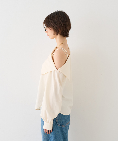 EMMA ROUGE VIF(エマルージュヴィフ)の「【新色登場】【一部店舗限定】アシメオフショルブラウス(シャツ/ブラウス・レディース・ブラウン/ホワイト/ラベンダー・フリー)」の22枚目の写真