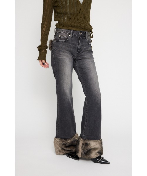 LAGUA GEM（ラグアジェム）の「FAUX FUR フレアデニム（デニムパンツ・レディース・ブラック/ブルー・26inch/25inch/24inch/23inch/22inch）」の15枚目の写真