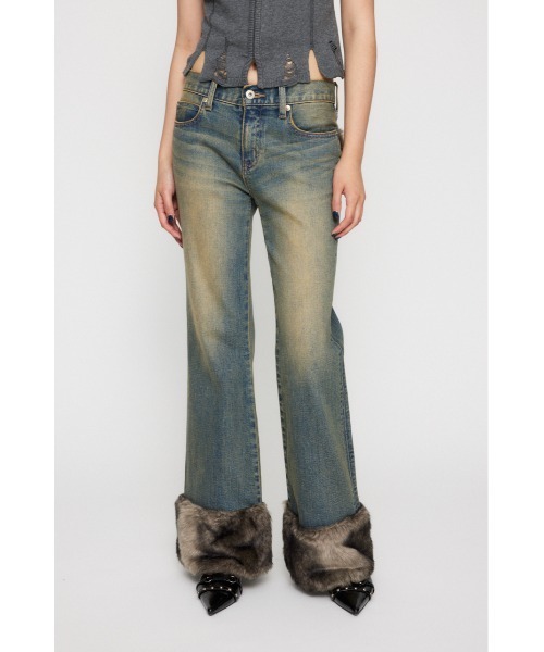 LAGUA GEM（ラグアジェム）の「FAUX FUR フレアデニム（デニムパンツ・レディース・ブラック/ブルー・26inch/25inch/24inch/23inch/22inch）」の3枚目の写真