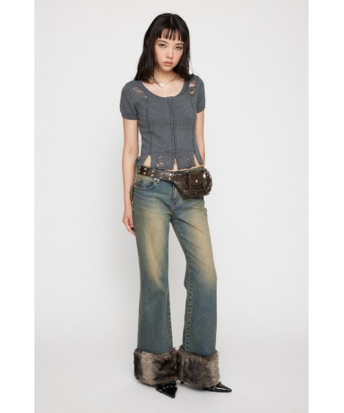 FAUX FUR フレアデニム（デニムパンツ）｜LAGUA GEM（ラグアジェム）の