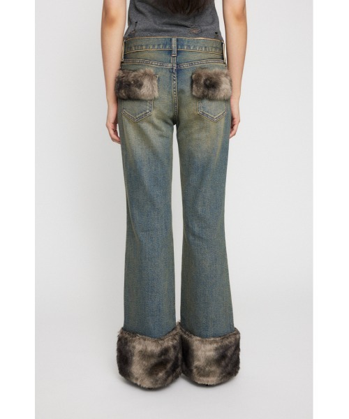 LAGUA GEM（ラグアジェム）の「FAUX FUR フレアデニム（デニムパンツ・レディース・ブラック/ブルー・26inch/25inch/24inch/23inch/22inch）」の7枚目の写真