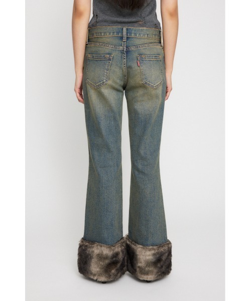 LAGUA GEM（ラグアジェム）の「FAUX FUR フレアデニム（デニムパンツ・レディース・ブラック/ブルー・26inch/25inch/24inch/23inch/22inch）」の8枚目の写真