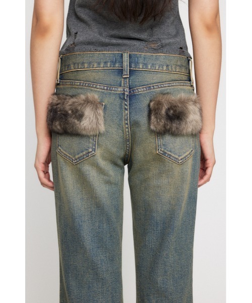FAUX FUR フレアデニム（デニムパンツ）｜LAGUA GEM（ラグアジェム）の
