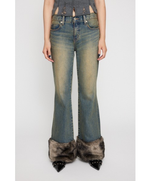 LAGUA GEM（ラグアジェム）の「FAUX FUR フレアデニム（デニムパンツ・レディース・ブラック/ブルー・26inch/25inch/24inch/23inch/22inch）」の19枚目の写真